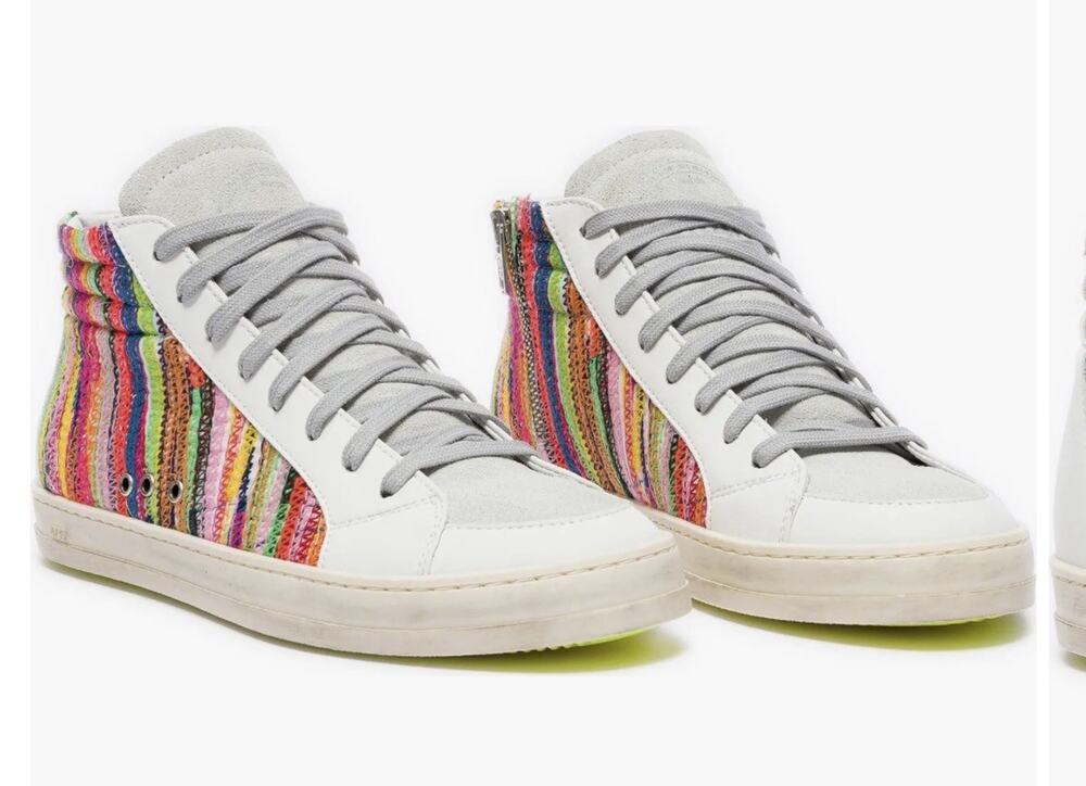 P448 High Top Sneakers Multicolor Leather Suede Side Zipper - EU 39/ US 8